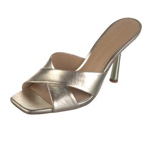 Veronica Beard Alsea Crisscross Metallic Sandal Size 10 Gold Slip On Pump